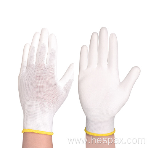 Hespax Customized 13G Anti-static PU Palm Work Gloves